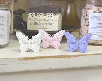 White Butterfly Knob, Lavender Butterfly Drawer Pull, Pink Nursery Cabinet Handle, Over 50 colors available