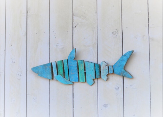 Rustic Shark Wood Art, Beach Coastal Nautical Fishing Decor, Ocean Sea  Creature Wall Decoration, Jaws Great White