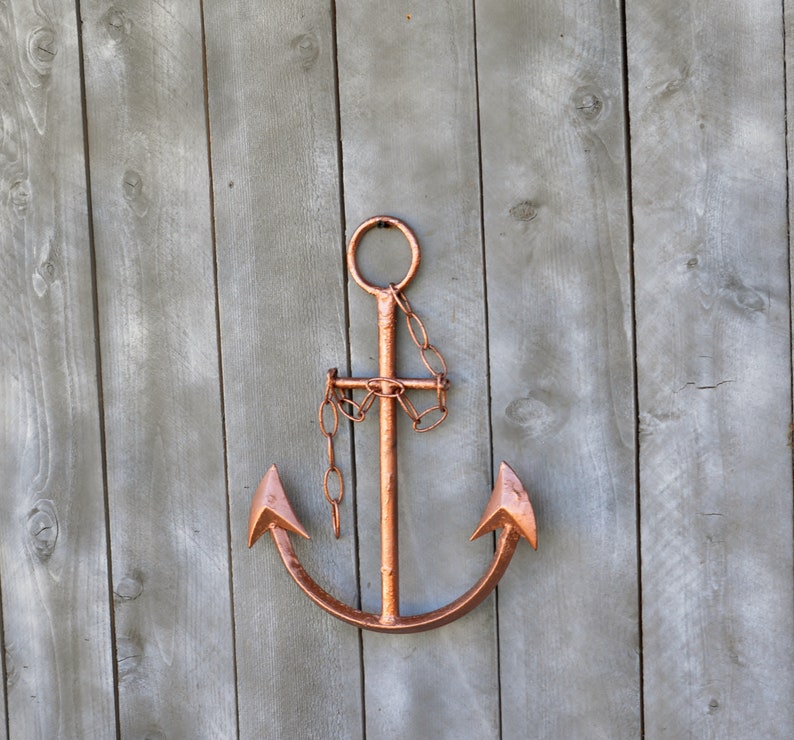 Metal Anchor with Chain Wall Decor Blue Anchor Nautical Etsy