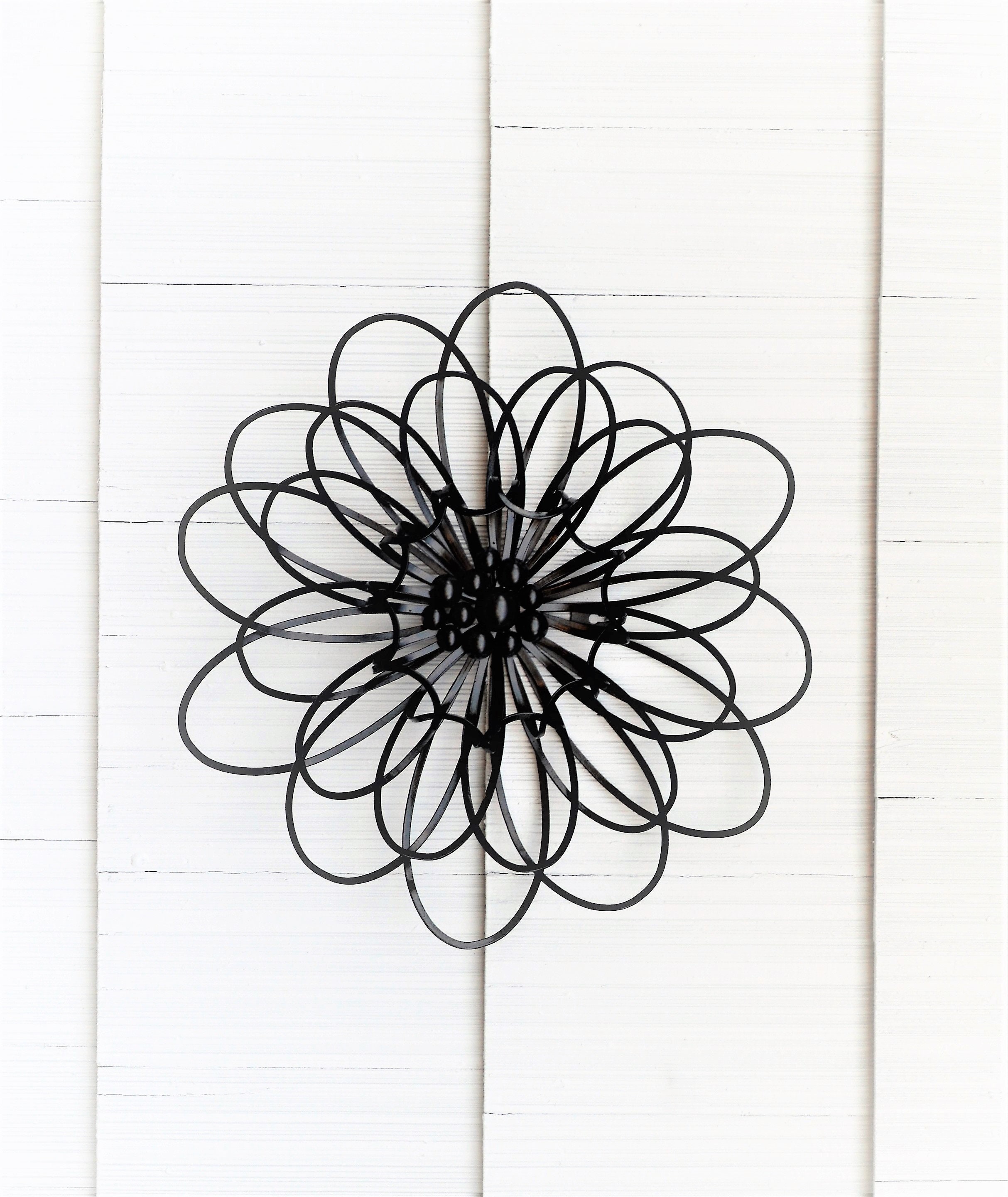 Black Flower Wall Decor Floral Wall Art Garden Wall Hanging Etsy