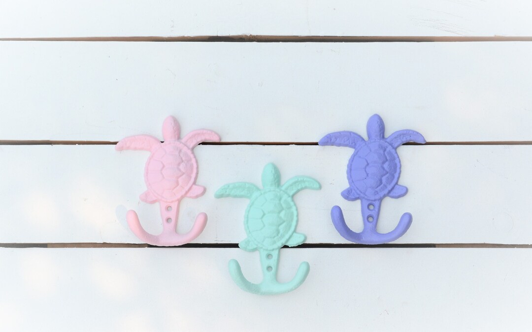 Sea Turtle Wall Hook, Coastal Bathroom, Beach Nautical Kitchen Towel
