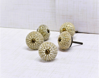 Urchin Seashell Knob, Beige Sea shell Drawer Pull, Coastal door handle, Beach House Cabinet Hardware