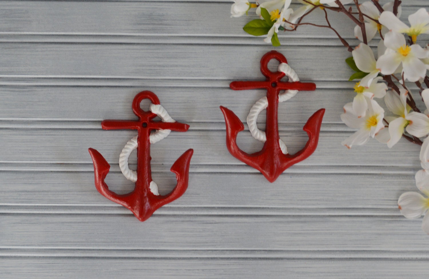 Set of Two Red Anchor Hooks. Anchor Hook. Anchor Decor. Beach Etsy