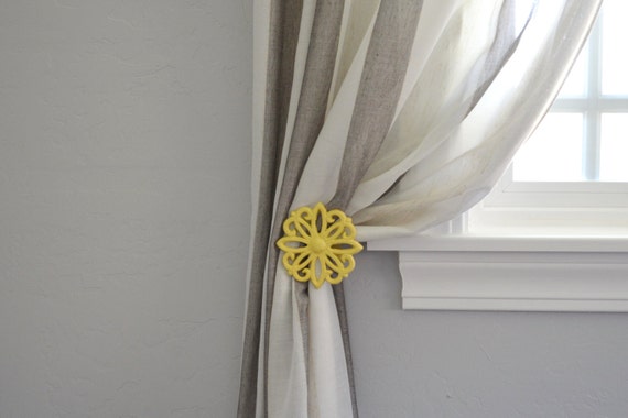 Set Of Two 2 Cast Iron Curtain Drapes Tie Backs Window Etsy