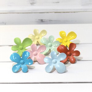 Whimsical Flower Knob, Floral Drawer Pull, Daisy Furniture Knob, Blue Flower Cabinet Handle, Over 50 colors available