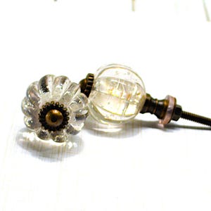 Glass Scallop Knob, Melon Drawer Pull, Pumpkin Door Handle, Kitchen Cabinet Hardware