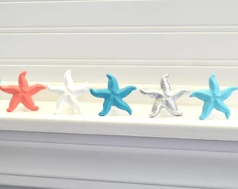 Starfish Drawer Pull, Beach House Decor, Coastal Bathroom Knob