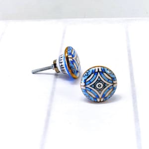 Art Deco Drawer Pull, Blue Furniture Knob, Diamond Door handle, Cabinet Hardware