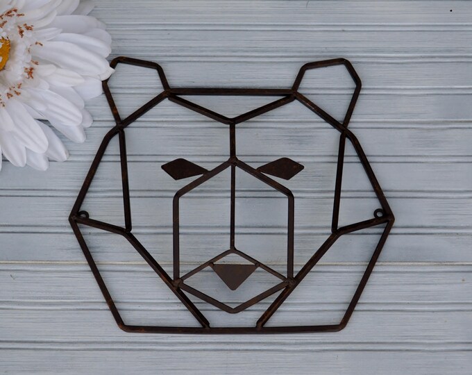 Metal Geometric Bear Head Wall Decor Cabin Nursery Lake Etsy