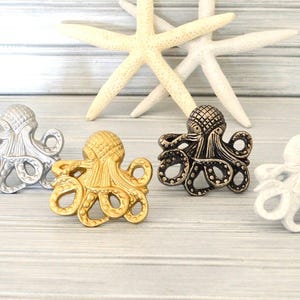 Octopus Knob, Sea Creature Drawer Pull, Gold Octopus Furniture Knob, White Octopus Cabinet Handle, Over 50 colors available