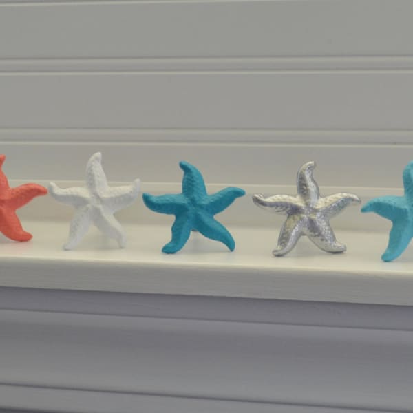 One Metal Starfish Knob. Starfish Sea Creature Drawer Pull. Beach Coastal Nautical Sea Shell Decor. Dresser Cabinet Furniture Knobs