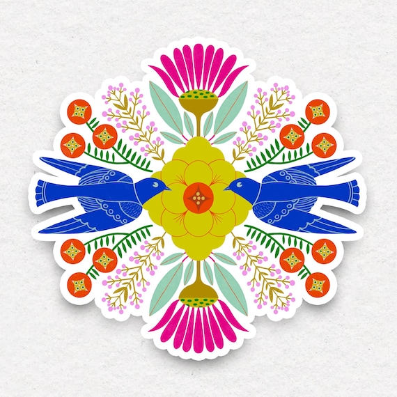 blue bird mandala sticker