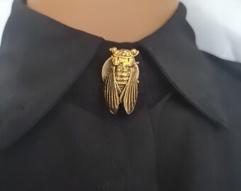 Cicada button cover for shirt collar or fake cufflinks brooch