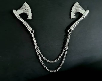 Axe collar pin with chain jewelry for Halloween accessories spooky bar for shirt cardigan clips ethnic tips punk men's jewellery horrors