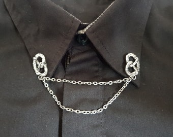beaded collar pin chain gothic collar pins sweater pin clasp men Bat collar pins set women