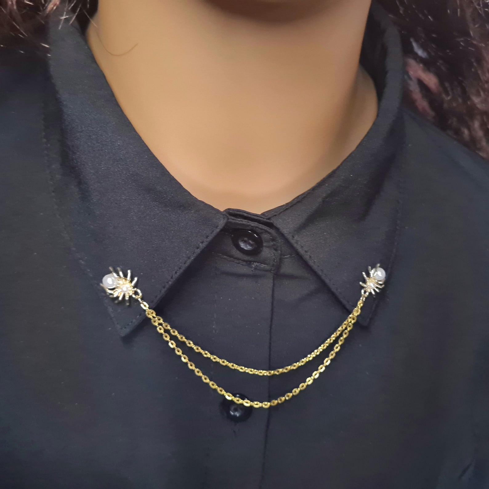 Spider Collar Pin With Chain Halloween Jewelry Costume Spooky Jewellery ...