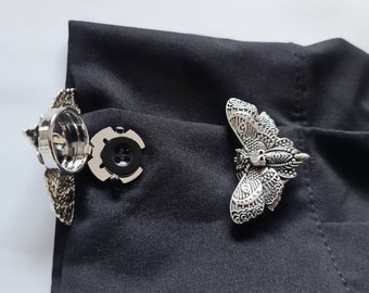 Hawk moth button cover death's head moth cufflinks butterfly brooch insect lapel pin men suit accessories Halloween shirt jewelry clips gift