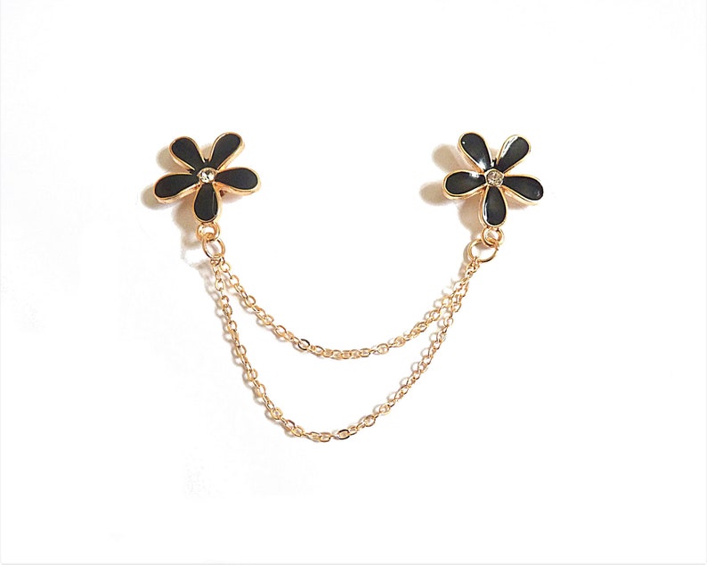 cardigan clip floral collar clips classic Flower collar pin gift for mom rhinestones simple enamel lapel pin women/'s accessories
