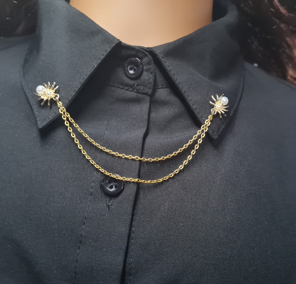 Spider Collar Pin With Chain Halloween Jewelry Costume Spooky Jewellery ...