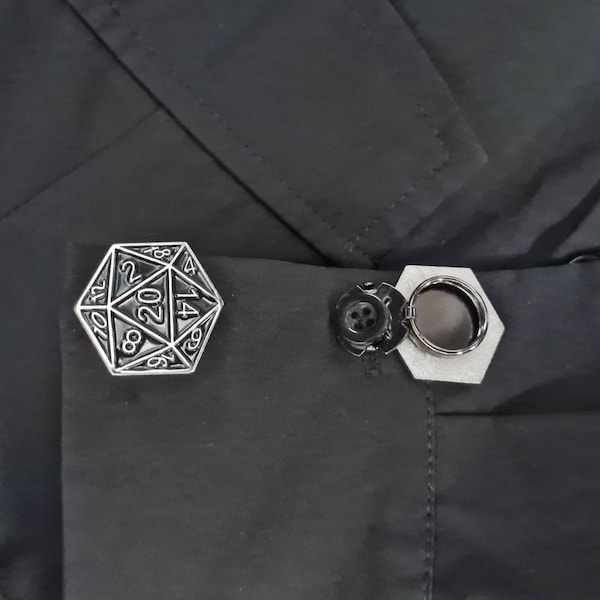 D20 dice buttons cover nerd cufflinks geek brooch role play game lapel pin men suit accessories shirt jewelry clips gift