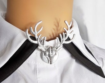 Silver deer button cover elk cufflinks reindeer shirt brooch decorative button