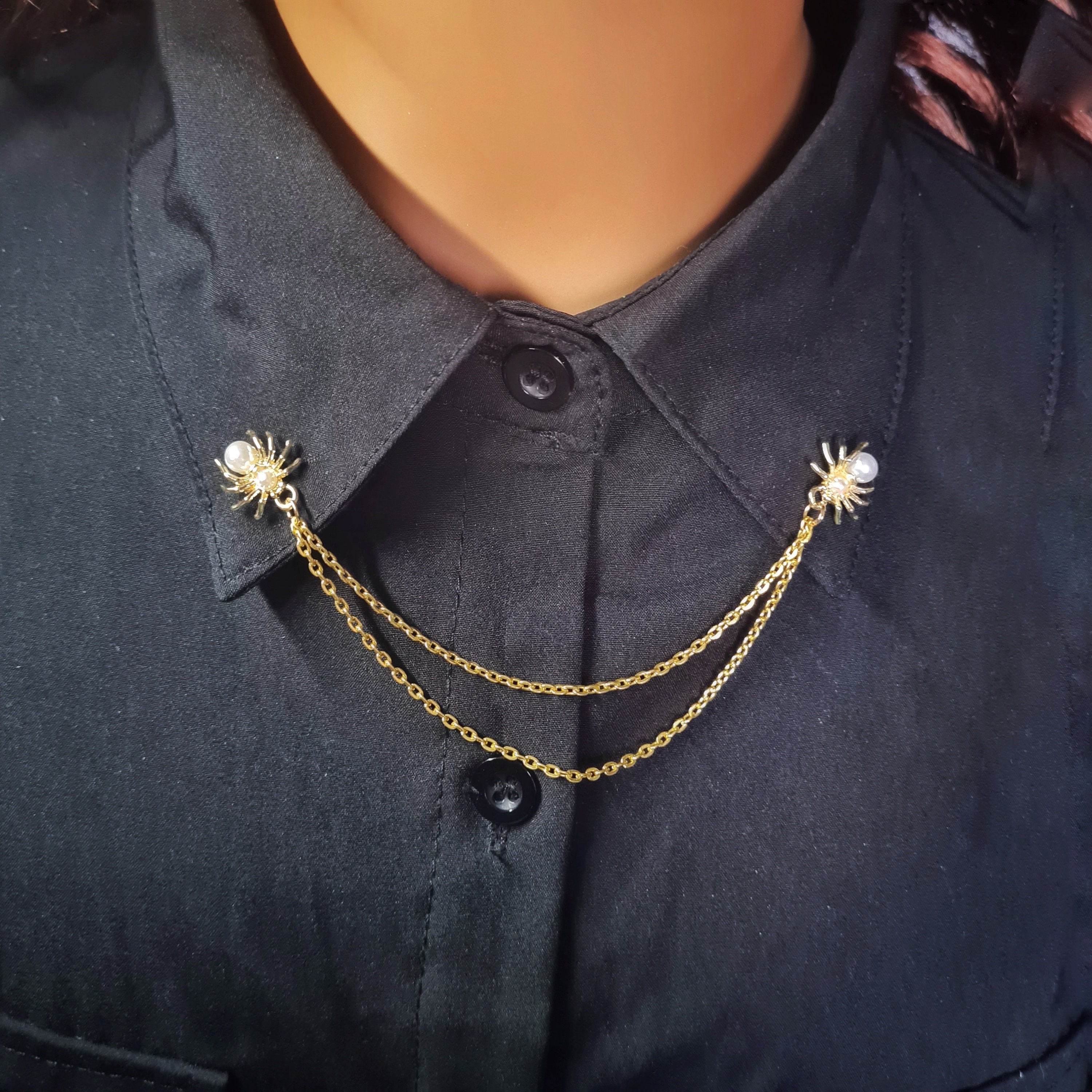 Spider Collar Pin With Chain Halloween Jewelry Costume Spooky Jewellery ...
