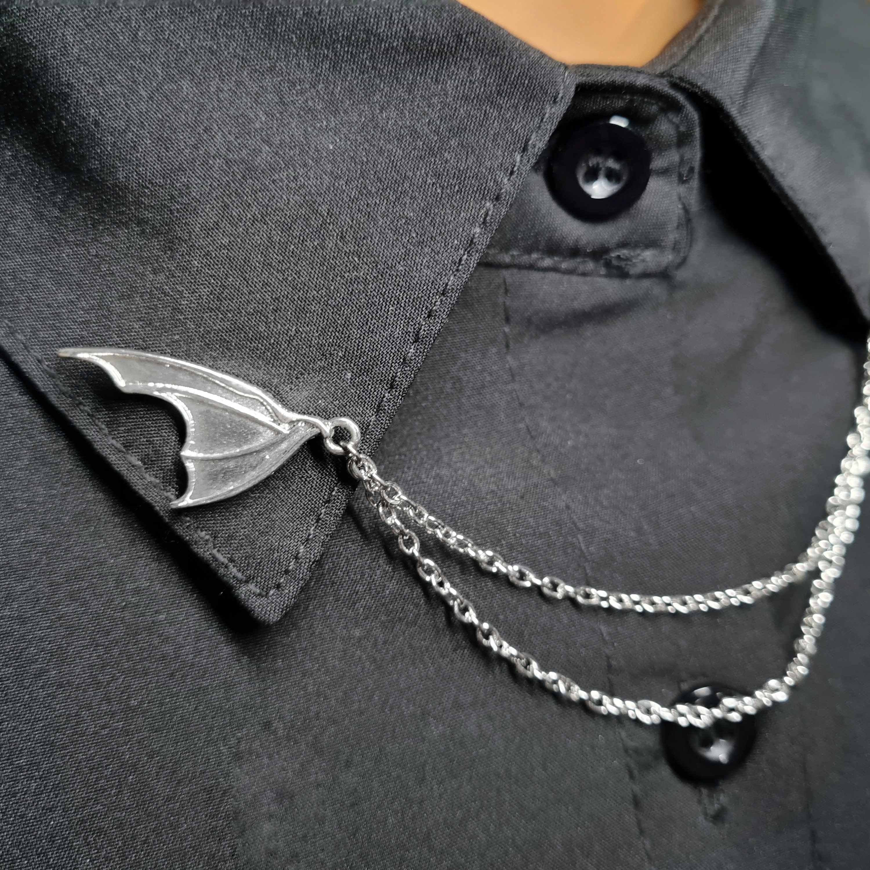Bat Collar Enamel Pin Goth Witch Brooch Gift Lapel Collar Pin