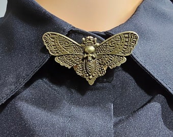 Bronzen Mottenknop Cover Death's Head Moth Manchetknopen Vlinder Broche Insect Revers Pin Mannen Pak Accessoires Halloween Shirt Sieraden Clips