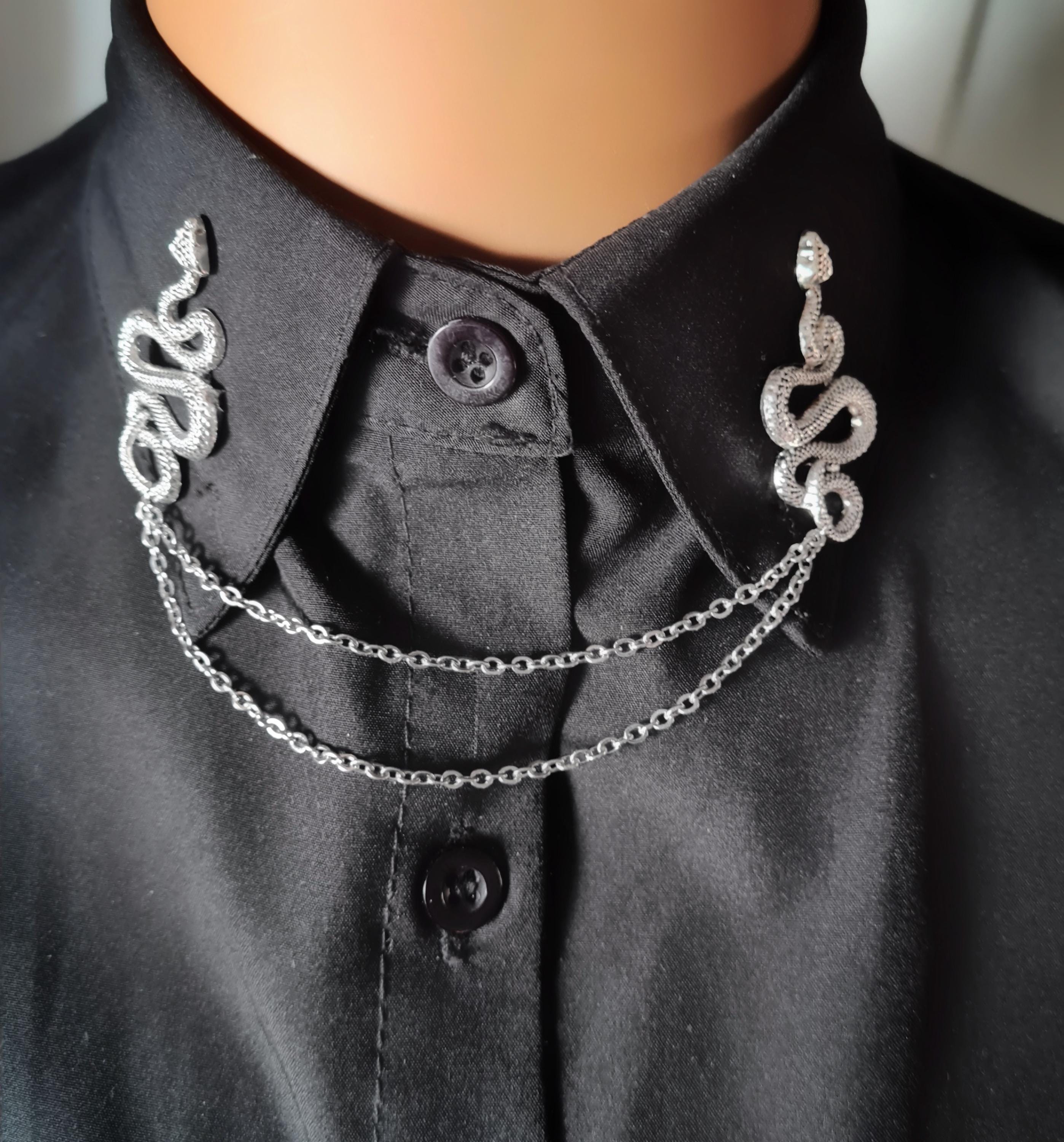 Snake Collar Pin Chain, Men's Gift Idea, Unisex Collar Clips, Mens ...