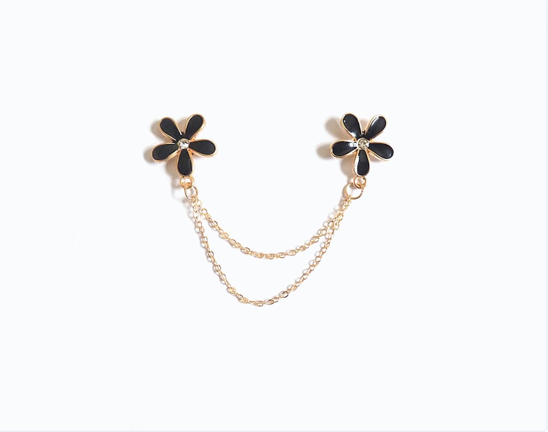cardigan clip floral collar clips classic Flower collar pin gift for mom rhinestones simple enamel lapel pin women/'s accessories