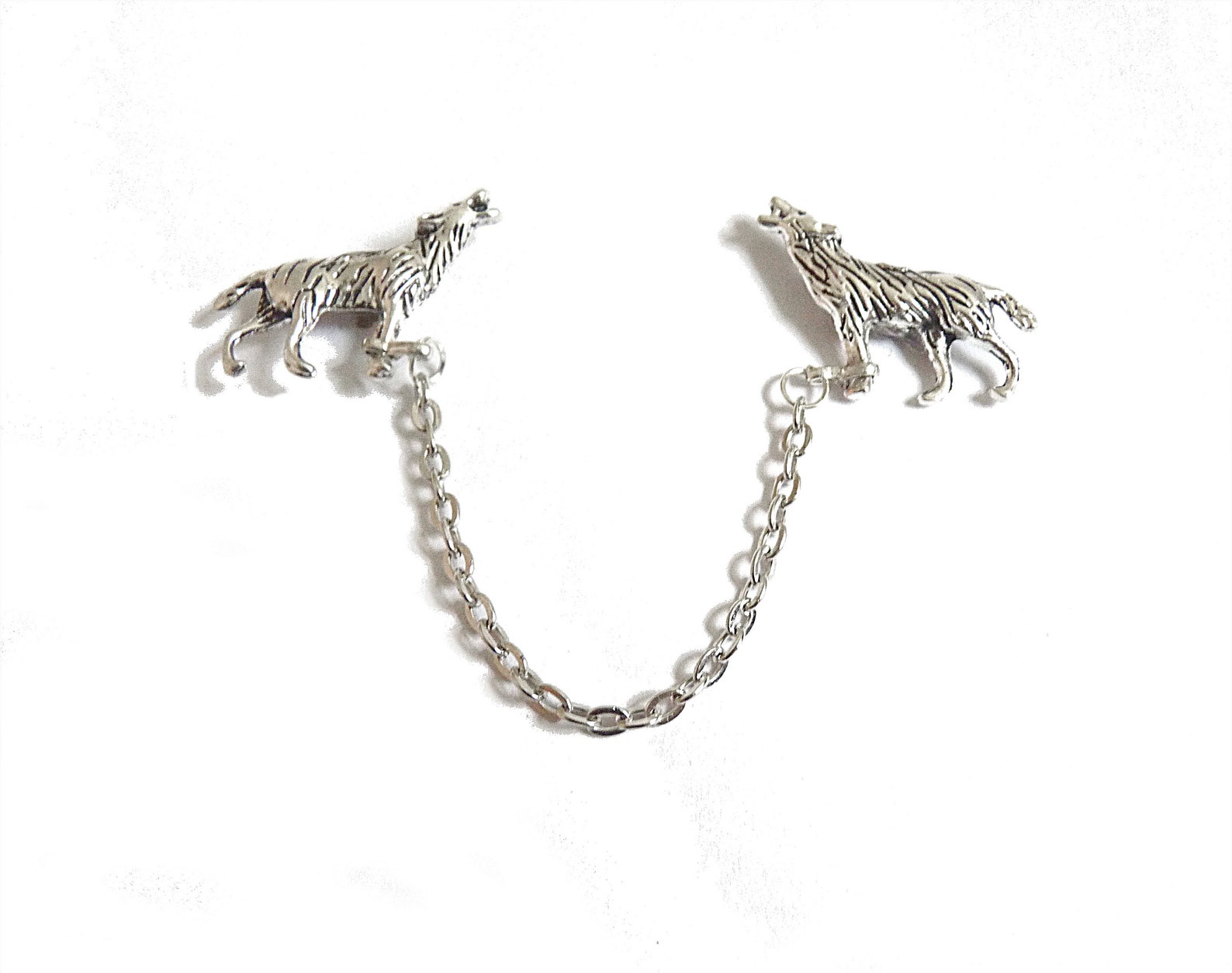 Howling Wolf Collar Pin Collar Pins Chain Men's Etsy