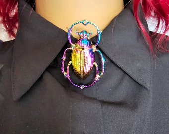 Couvre-boutons irisé carabée insecte coulissant sur broche décorative pour col de chemise, boutons de manchette insectes accessoires femme bijoux uni