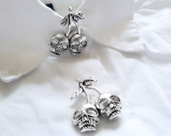 Cherry skull button cover gothic wedding cufflinks