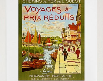 Cote de Bretagne Sailboat Boat France French Fine Vintage Poster Repo FREE SH
