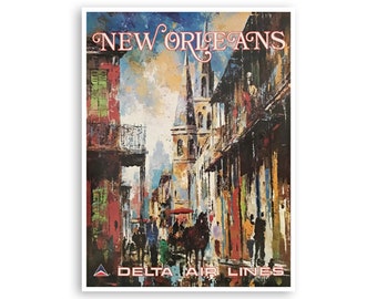 Vintage Pictorial Map creole city of New Orleans Wall Art Poster Print Decor