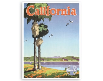 Poster di viaggio in California Stampa artistica retrò (XR2897)