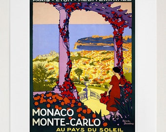 France Art Print Monte Carlo Vintage Travel Poster (TR85)
