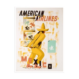 Mexico Print Mexican Art American Airlines Travel Poster (XR2098)a