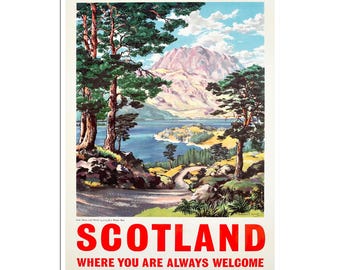 Scotland Travel Poster Scottish Art Loch Maree And Slioch Print (XR4891)