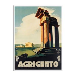 Agrigent Sizilien Reise Poster Vintage Italien Druck Italienisches Geschenk (XR4673)