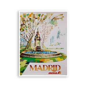 Madrid Art Spain Travel Poster Spanish Art Iberia Airlines Print (XR4329)a