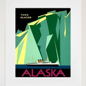Travel Poster Alaska Glacier Art Home Decor Print (TR90)