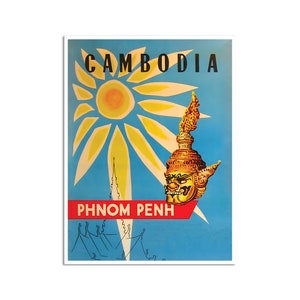 Phnom Penh Cambodia Travel Poster Asian Print Home Decor (XR4466)