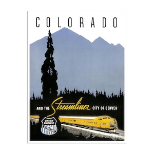 Denver Travel Poster Colorado Railroad Art Union Pacific Print (XR193)a