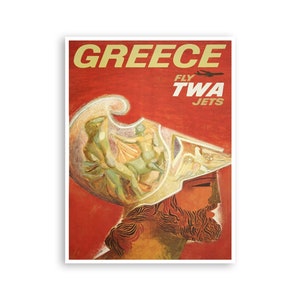 Greece Art Greek Travel Poster TWA David Klein Print Wall Decor (XR1700)a