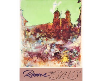 Rome Travel Poster Roman Art SAS Airline Print (XR1733)a