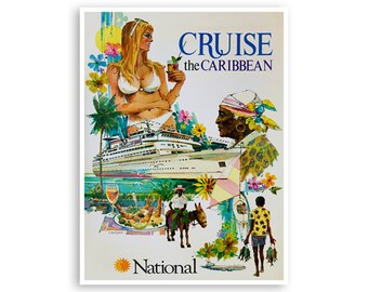 Caribbean Cruise Art Print Travel Poster Home Decor (XR3127)