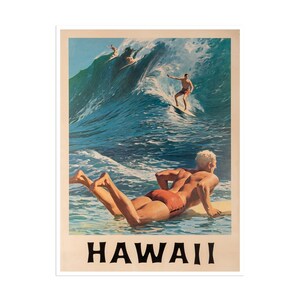 Surfing Art Surfer Print Hawaii Travel Poster (XR1794)a