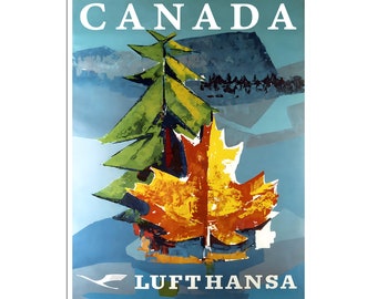 Canada Art Lufthansa Travel Poster Canadian Print (XR4840)a