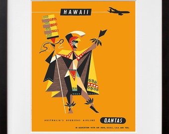 Travel Poster Hawaii Art Print Vintage Hawaiian Home Decor (TR141)